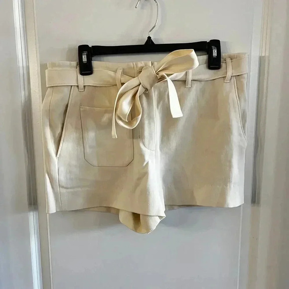 79 Helmut Lang Waist Tie Shorts Size 4 Color Cream - Picture 1 of 5